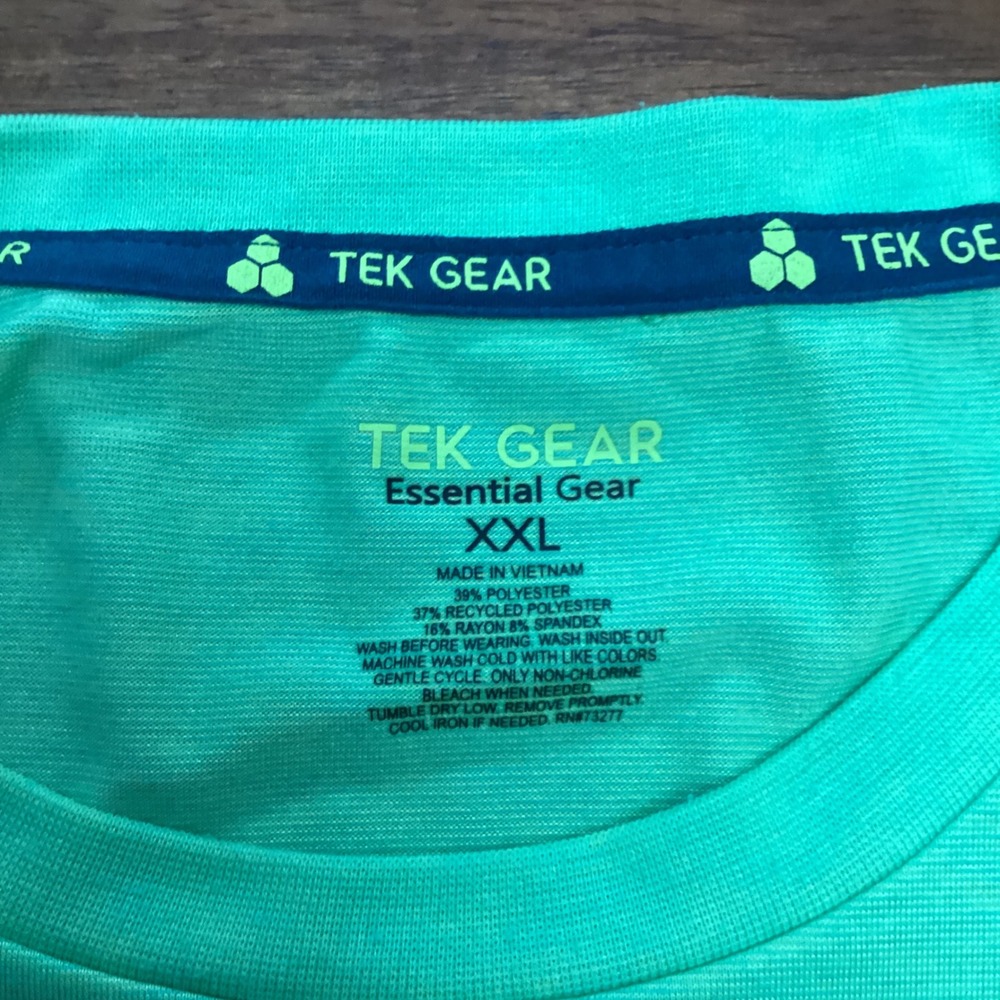 Tek Gear Mens XXL Lime Green Essential Gear Performance T-Shirt Short Sleeve Gym - Picture 3 of 7